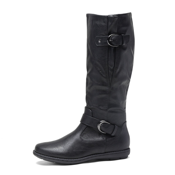Fur Knee High Winter Boots - BLACK - 3