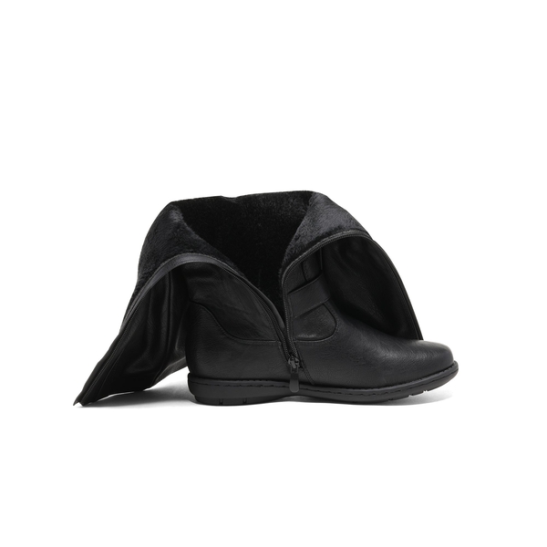 Fur Knee High Winter Boots - BLACK - 5