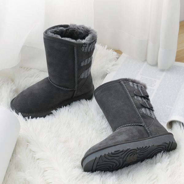 Fur Lined Suede Winter Kids Snow Boots - GREY - 1