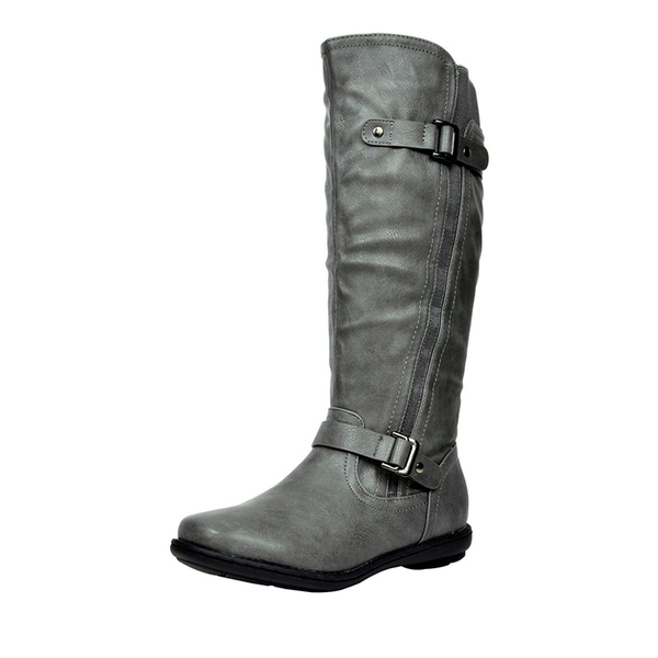 Fur Lined Knee High Boots - GREY -  0