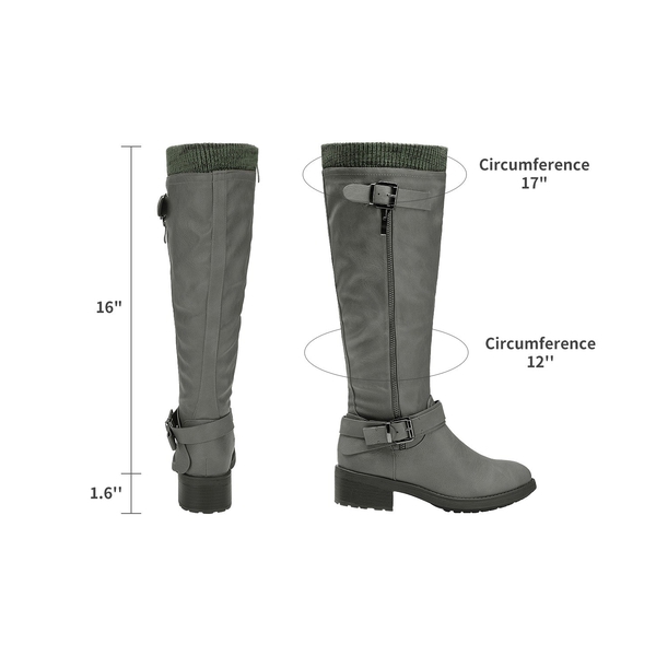 Wide Calf Knee High Boots - GREY - 2