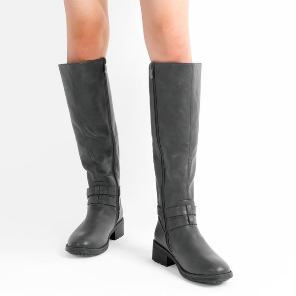 Knee High Fur Lined Boots - GREY - 1