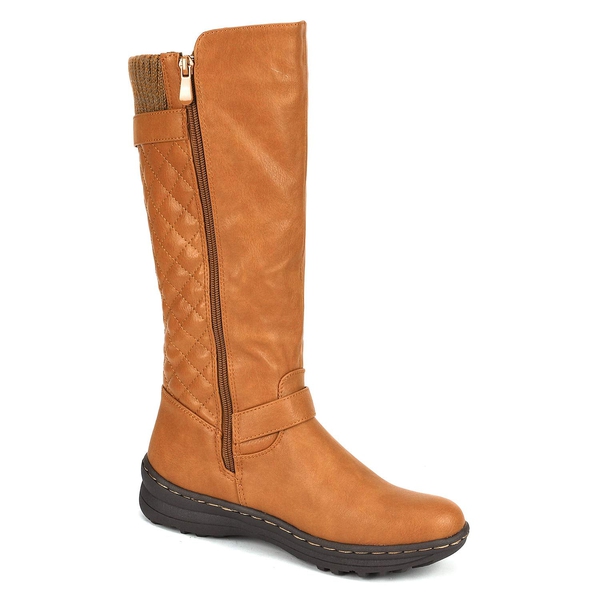 Faux Fur Knee High Boot - CAMEL - 2