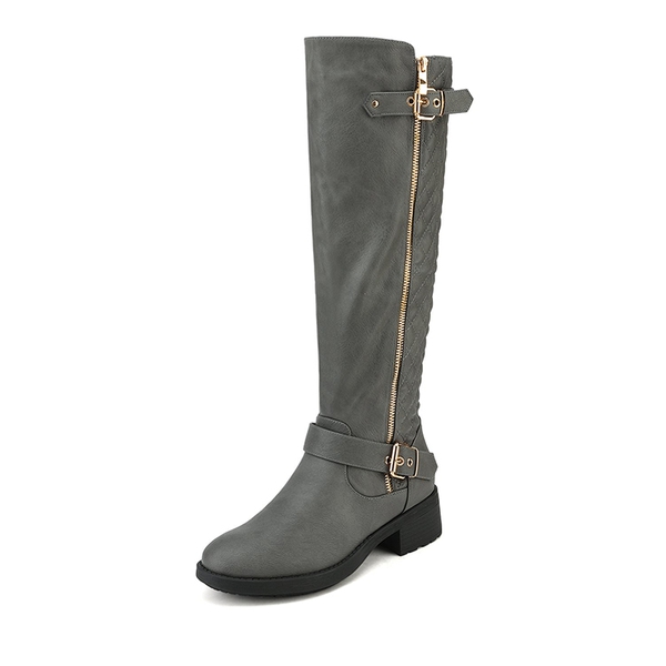 Knee High Winter Boots with Faux - GREY -  0