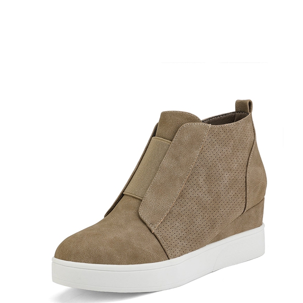 Platform Wedge Ankle Booties - TAUPE -  0