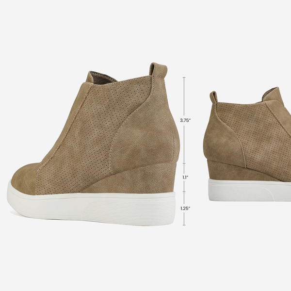 Platform Wedge Ankle Booties - TAUPE - 3