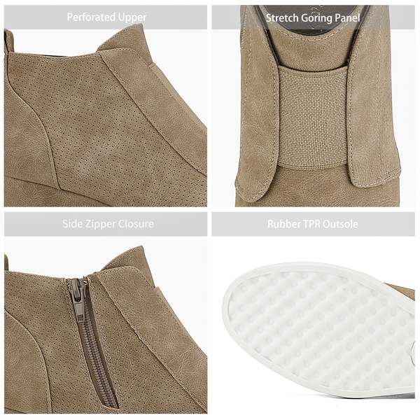 Platform Wedge Ankle Booties - TAUPE - 5