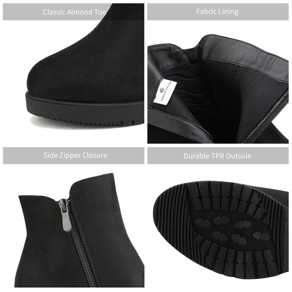 Low Heel Chunky Ankle Boots - BLACK - 3
