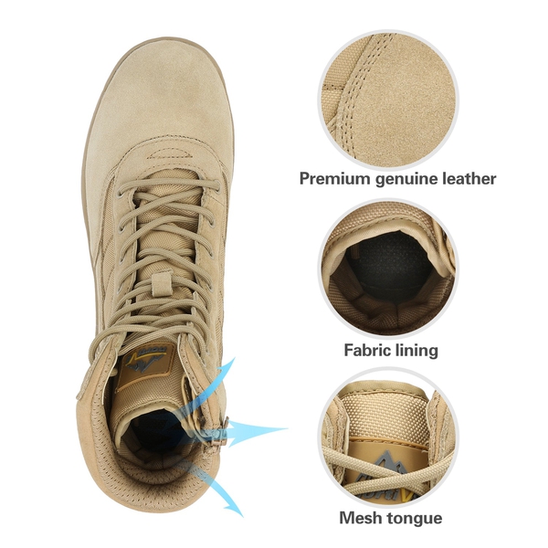 Men's Wide Military Tactical Work Boots【Wide Fit】 - SAND - 2