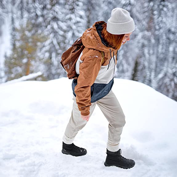 Women's Lace Up Winter Snow Boots - BLACK - 1