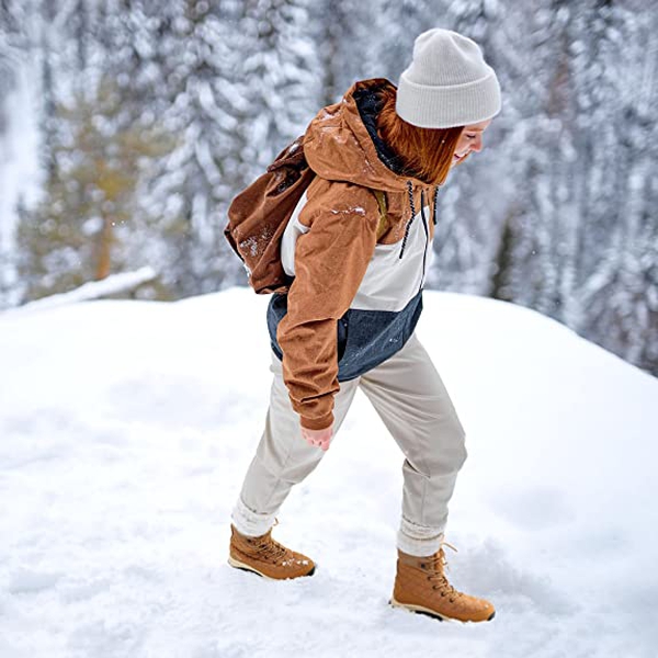 Women's Lace Up Winter Snow Boots - TAN - 1