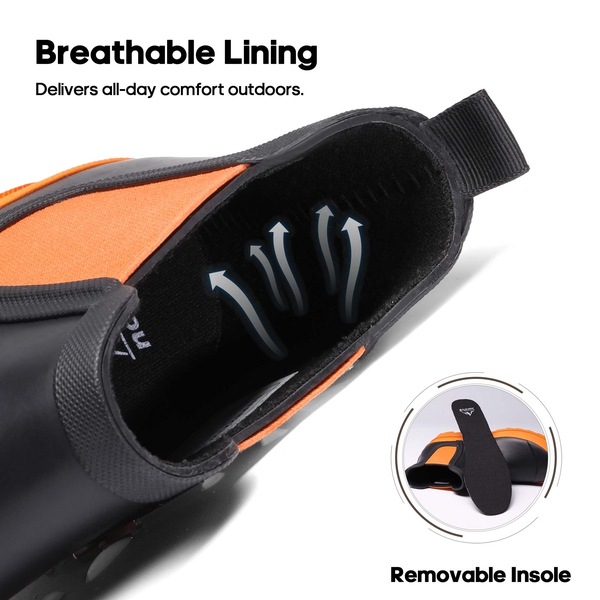 Women's Short Waterproof Rain Boots  - BLACK-ORANGE - 4