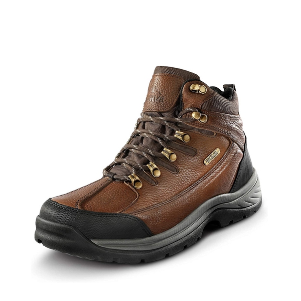 Men's Waterproof Leather Steel Toe Work Boots - BROWN LITCHI -  0