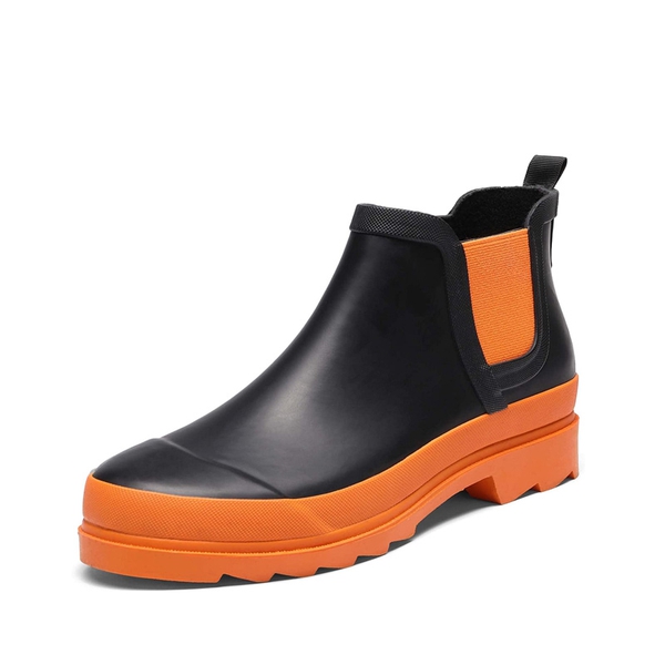 Women's Short Waterproof Rain Boots  - BLACK-ORANGE -  0