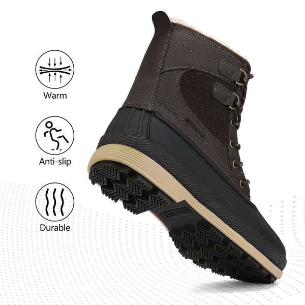 Men's Waterproof Insulated Snow Boots【Wide Fit】 - DARK BROWN-BLACK - 1