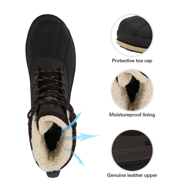 Men's Waterproof Insulated Snow Boots【Wide Fit】 - DARK BROWN-BLACK - 4