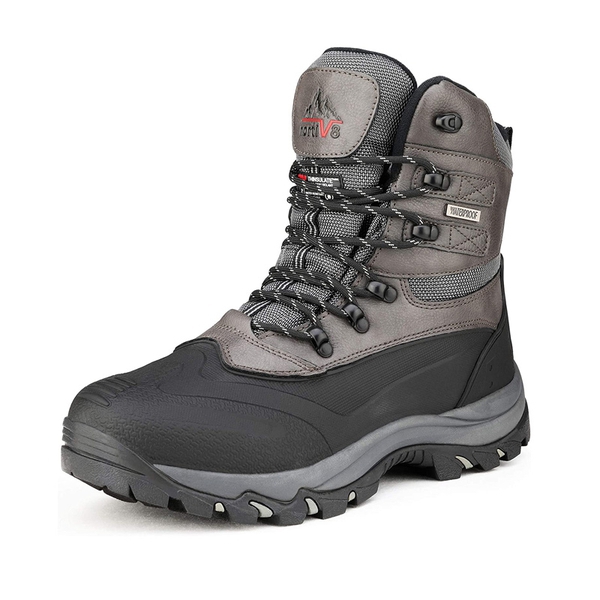 Men's Waterproof Thinsulate Fur Snow Boots【Wide Fit】 - BLACK-GREY -  0