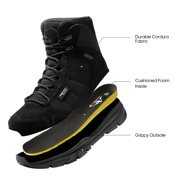 Men's Waterproof Lightweight Military Work Boots - ALL BLACK - 3