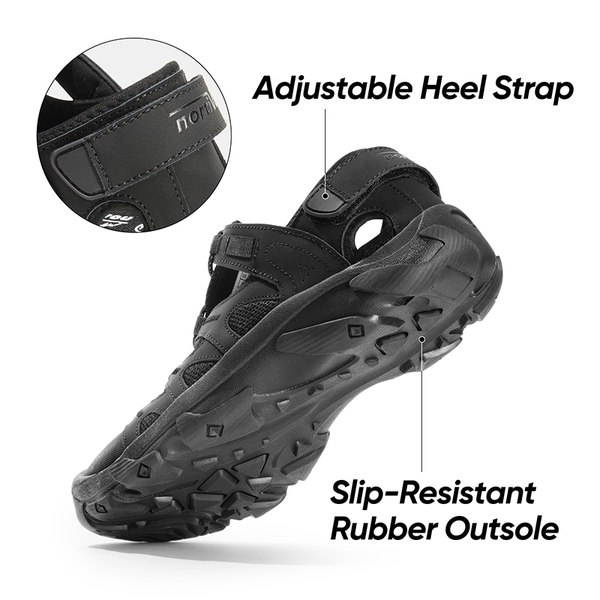 Men's Closed-Toe Non-Slip Sport Sandals - BLACK - 4