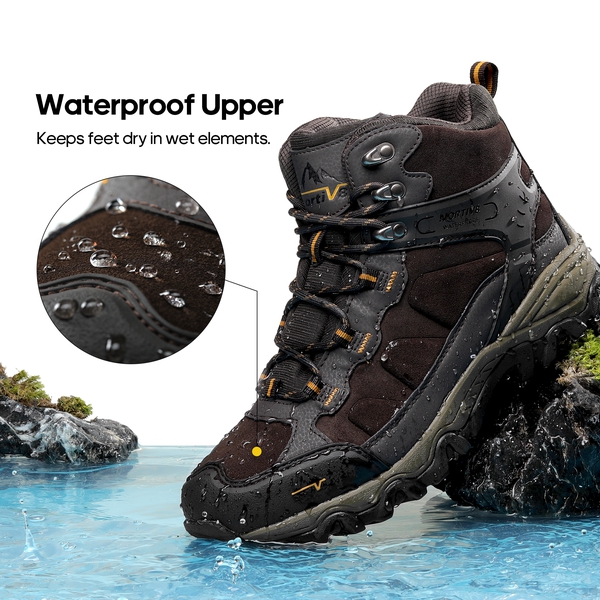 Men's Waterproof Hiking Boots - BROWN - 6