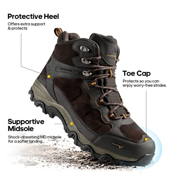 Men's Waterproof Hiking Boots - BROWN - 5
