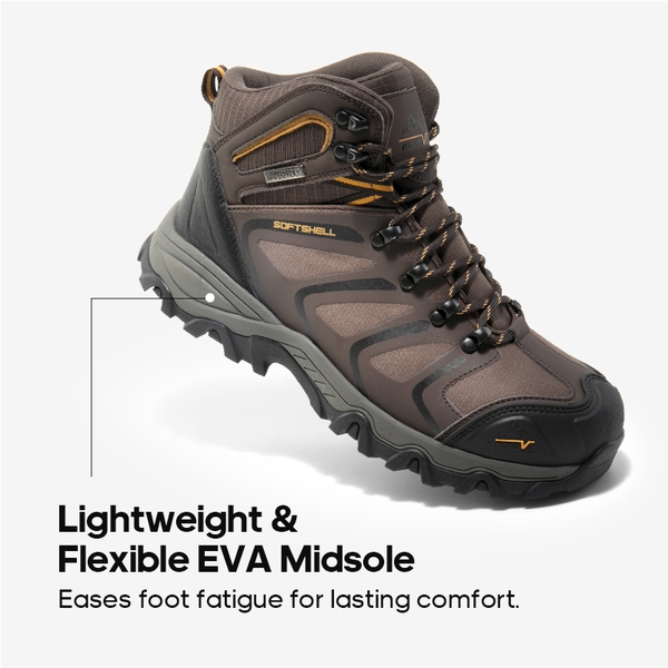 Men's Steel Toe Waterproof Work Safety Boots - BROWN/BLACK/TAN - 4