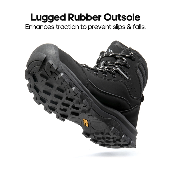 Women's Cap-Toe Leather Waterproof Hiking Boots - BLACK - 2