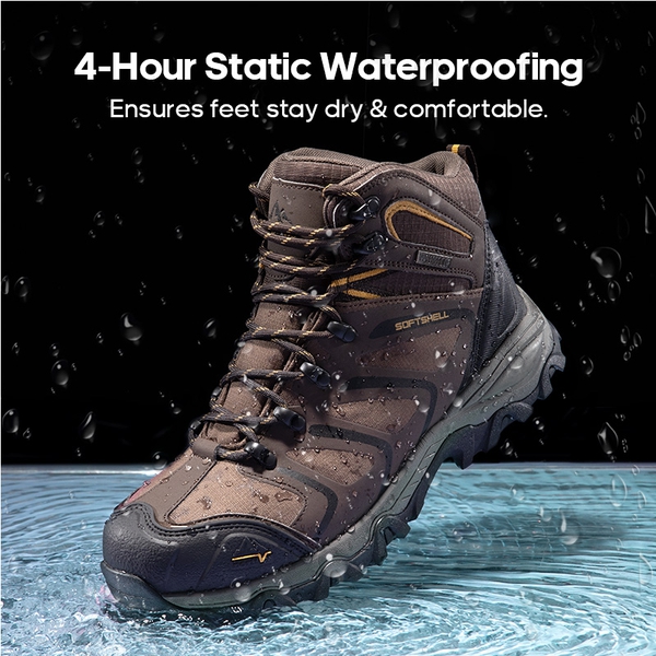 Men's Steel Toe Waterproof Work Safety Boots - BROWN/BLACK/TAN - 2