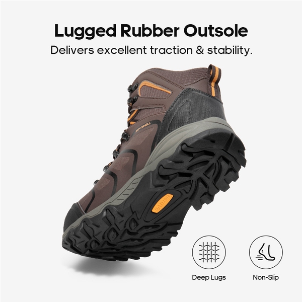 Men's Steel Toe Waterproof Work Safety Boots - BROWN/BLACK/TAN - 3