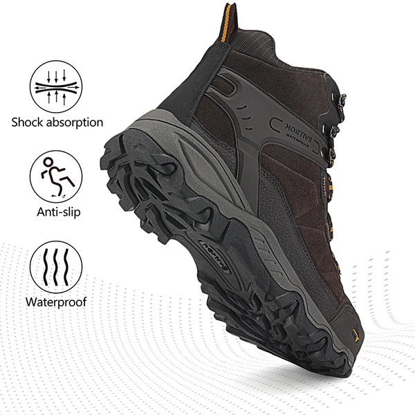 Men's Waterproof Hiking Boots - BROWN - 1