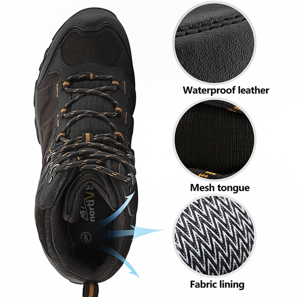 Men's Waterproof Hiking Boots - BROWN - 2