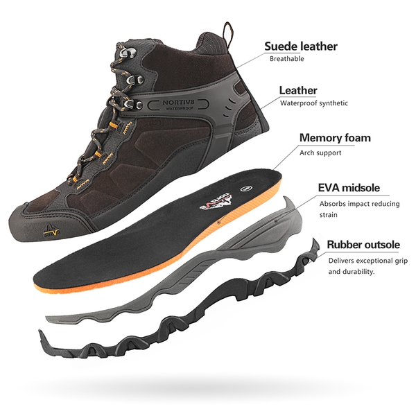 Men's Waterproof Hiking Boots - BROWN - 3