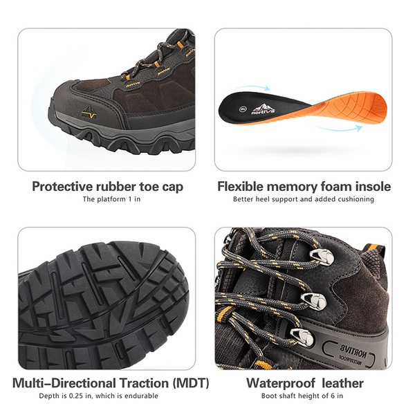 Men's Waterproof Hiking Boots - BROWN - 4