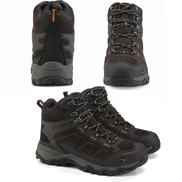 Men's Waterproof Hiking Boots - BROWN - 5