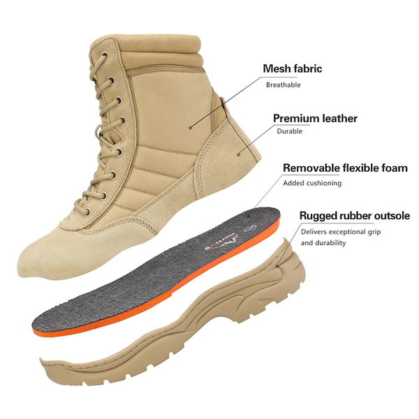 Men's Military Tactical Combat Boots - SAND - 3
