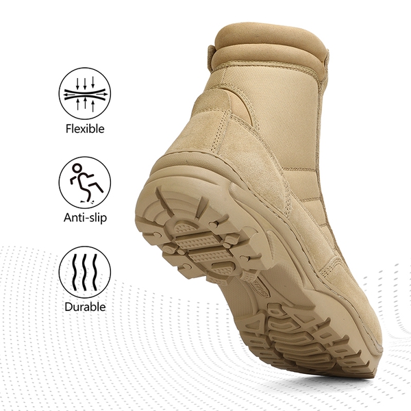 Men's Military Tactical Combat Boots - SAND - 5